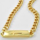 ID Tag Cross Necklace Sideways Statement Choker Collar Gold Tribal Chunky Armor Pendant Chain