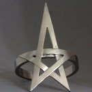 Pentagram Pentacle Bracelet Silver Openwork Cuff Wicca Wiccan Pagan Witch Punk Gothic Goth