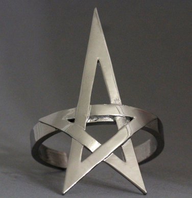 Pentagram Pentacle Bracelet Silver Openwork Cuff Wicca Wiccan Pagan Witch Punk Gothic Goth