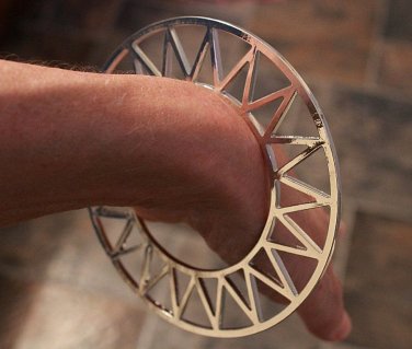 Celestial Geometric Abstract Bracelet Celestial Openwork Sun Design Cuff Silver Zig Zag Tribal Armor