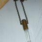 Raw Clear Crystal Quartz Point Bullet Necklace Chakra Element Zen Shell Casing Antique Brass Chain