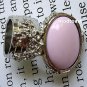 Arty Oval Ring Pastel Pink Silver Knuckle Art Chunky Artsy Armor Avant Garde Statement Size 5