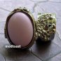 Arty Oval Ring Pastel Pink Silver Knuckle Art Chunky Artsy Armor Avant Garde Statement Size 5