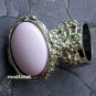 Arty Oval Ring Pastel Pink Silver Knuckle Art Chunky Artsy Armor Avant Garde Statement Size 10