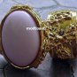 Arty Oval Ring Pastel Pink Gold Knuckle Art Chunky Artsy Armor Avant Garde Statement Size 6