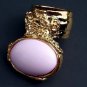 Arty Oval Ring Pastel Pink Gold Knuckle Art Chunky Artsy Armor Avant Garde Statement Size 6