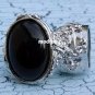 Arty Oval Ring Black Silver Knuckle Art Chunky Artsy Armor Avant Garde Jewelry Statement Size 5