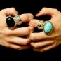 Arty Oval Ring Black Silver Knuckle Art Chunky Artsy Armor Avant Garde Jewelry Statement Size 6