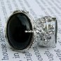 Arty Oval Ring Black Silver Knuckle Art Chunky Artsy Armor Avant Garde Jewelry Statement Size 8.5
