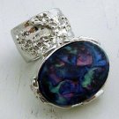 Arty Oval Ring Metallic Swirl Silver Chunky Armor Knuckle Art Designer Style Avant Garde Size 8