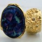 Arty Oval Ring Metallic Swirl Gold Chunky Armor Knuckle Art Designer Style Avant Garde Size 6