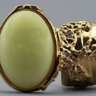 Arty Oval Ring Yellow Silky Matte Vintage Swirl Gold Knuckle Art Avant Garde Statement Size 4.5