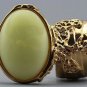 Arty Oval Ring Yellow Silky Matte Vintage Swirl Gold Knuckle Art Avant Garde Statement Size 4.5