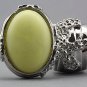 Arty Oval Ring Yellow Silky Matte Vintage Swirl Silver Knuckle Art Avant Garde Statement Size 6