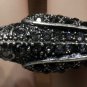 Parrot Bird 3-D Ring Crystals Black Antique Silver Stretch Band Size 6 - 7.5
