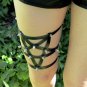Pentagram Garter Belt Black Star Harness Wicca Punk Bondage Rivets Spikes