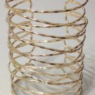 Wire Coil Wrap Armor Cuff Bracelet Designer Style Gold Abstract Avant Garde Statement