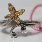 Citrine Floral Swirl Gemstone Womens Ring 925 Sterling Silver Size 6