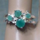 Emerald & 925 Sterling Silver Womens Ring Gemstone Birthstone Floral Shapes Size 7.75