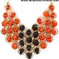 Skull Bib Necklace Orange Black Gold Statement Day of the Dead Dia de Los Muertos