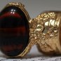 Arty Oval Ring Tortoise Glass Brown Black Gold Chunky Artsy Knuckle Art Vintage Statement Size 10
