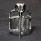 Bird Skull Ring Steampunk Poe Taxidermy Goth Antique Silver Avant Garde Armor Knuckle Size 8 7.5