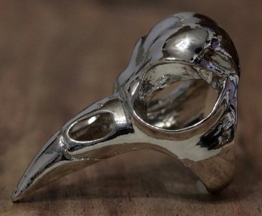 Raven Crow Skull Statement Ring Chunky Bird Knuckle Art Silver Goth Wicca Pagan