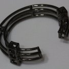 Cross Cage Tribal Open Bracelet Gunmetal Hematite Sideways Architectural Geometric Cuff