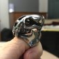 Smilodon Tiger Cat Skull Saber Tooth Mens Statement Ring Silver Stainless Steel  Size 14