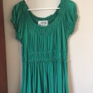 Anthropologie Deletta Womens Large Peasant Top Shirt Green Viscose Short Sleeve