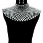 Pearl Bib Beads Necklace Cleopatra Queen Collar Choker Gray Wedding Bridal Egyptian