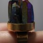 Titanium Rainbow Druzy Ring Antique Gold Crystal Quartz Points Drusy Boho Statement