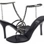 Stuart Weitzman Womens Size 9 T-strap Heels Sandal Black Shoes Chain Teaparty