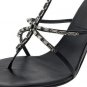 Stuart Weitzman Womens Size 9 T-strap Heels Sandal Black Shoes Chain Teaparty