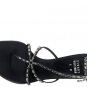 Stuart Weitzman Womens Size 9 T-strap Heels Sandal Black Shoes Chain Teaparty