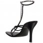 Stuart Weitzman Womens Size 9 T-strap Heels Sandal Black Shoes Chain Teaparty