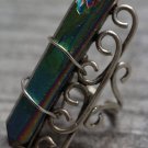 Druzy Quartz Titanium Rainbow Crystal Point Wire Wrapped Ring Antique Silver