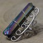 Druzy Quartz Titanium Rainbow Crystal Point Wire Wrapped Ring Antique Silver