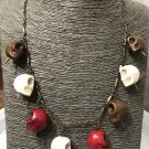 Skulls & Spikes Statement Necklace Men Women Ivory Red Brown Goth Antique Brass Chain