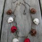 Skulls & Spikes Statement Necklace Men Women Ivory Red Brown Goth Antique Brass Chain