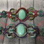 Turquoise Beaded Bracelet Silver Plated Metal Crystals Beads Woman Jewelry