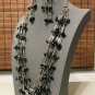 Black Oynx Chips Paper Clips Necklace & Earrings Set Woman Teacher Gift Silver Gemstone Statement