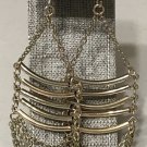 Metal Bars & Draping Chain Earrings 3.60" Drop Chains Gold Layered Chandelier Designer Statement