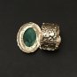 Arty Oval Ring Green Marble Swirl Gold Stretch Chunky Knuckle Art Statement Women
