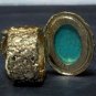 Knuckle Art Statement Ring Blue Faux Turquoise Stone Arty Shiny Gold Stretch