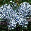 Butterfly Cuff Bracelet Crystal 3-D Silver Statement Hinge Bangle