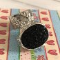 Druzy Style Knuckle Art Statement Ring Black Iridescent Silver Women Arty Armor Size 6