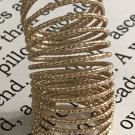Long Textured Spring Style Cage Knuckle Ring Gold Armor Jewelry Women Size 6 6.5 7