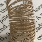 Long Textured Spring Style Cage Knuckle Ring Gold Armor Jewelry Women Size 6 6.5 7