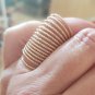 Long Textured Spring Style Cage Knuckle Ring Gold Armor Jewelry Women Size 6 6.5 7